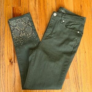 DG2 by Diane Gilman Green Embellished Ankle Jeans